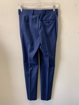 N/L, Navy Blue, Wool, Polyester, Solid, Heathered, F.F, 3 Pockets, Belt Loops,