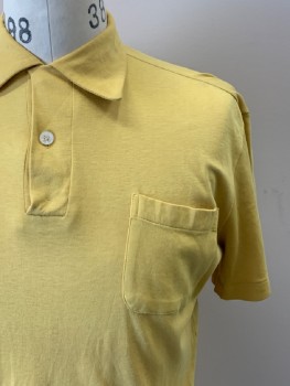 NO LABEL, Yellow, Polyester, Cotton, Solid, S/S, C.A., 2 Buttons, Chest Pocket