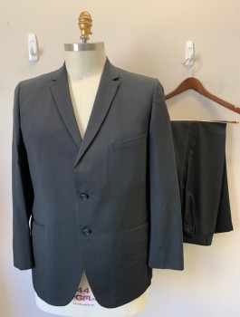 NAT GOODWIN, Black, Wool, Solid, Single Breasted, Notched Lapel, 2 Buttons, 3 Pockets,