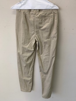 FRENCH TOAST, Tan Brown, Cotton, Polyester, Solid, Flat Front, Zip Fly, 4 Pockets, Belt Loops, Adjustable Interior Waistband