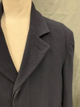 BRAEFAIR, Black, Wool, Solid, Single Breasted, Hidden Placket, Collar Attached, Notched Lapel, 2 Pockets,
