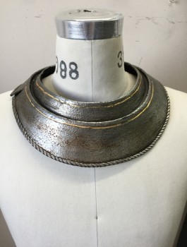 MTO, Pewter Gray, Gold, Plastic, Rubber, Solid, Aged Looking and Pitted Armour Neck Collar, Side Opening Velcro Closure, Looks Like Metal, Velcro on Underside, Multiple