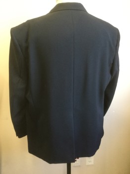SOMES UNIFORMS, Navy Blue, Wool, Solid, 2 Buttons,  Notched Lapel, 3 Pockets,