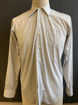 WESTERN COSTUME, Pearl White, Cotton, Solid, Long Sleeves, Collar Attached, Button Front, Long Collar Points, 1 Pocket,