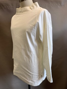 N/L MTO, White, Cotton, Solid, Doctor's Smock, Pullover, Long Sleeves, Wide Banded Neck, Made To Order Reproduction