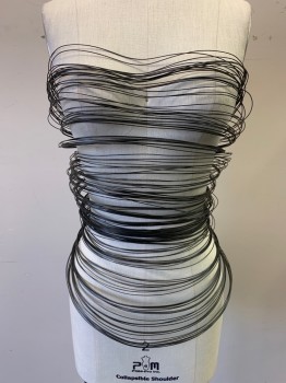 MTO, Chrome Metallic, Metallic/Metal, Solid, Metal Wire Waist Piece, Curved at Bust, Metal Lace Back, Cording Lacing