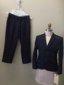 ENGLISH LAUNDRY, Navy Blue, Polyester, Solid, Navy, Notched Lapel, 2 Buttons,