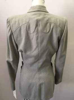 WALTER, Taupe, Tan Brown, Lt Yellow, Wool, Check , Single Breasted, 3 Buttons,  Fanciful Collar Front and Back Yoke and Pockets