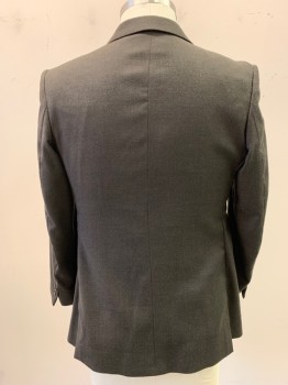 NL, Dk Olive Grn, Black, Wool, 2 Color Weave, Notched Lapel, Single Breasted, Button Front, 3 Pockets