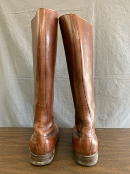 DEHNER'S, Brown, Leather, Solid, Classic Traditional Knee high  Riding Boot with Hole and Hook Laceup