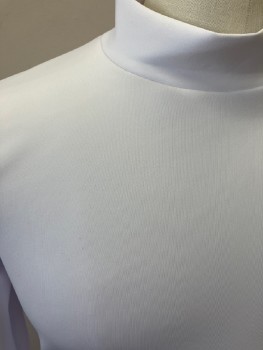 NO LABEL, White, Synthetic, Solid, Mock Neck, L/S,