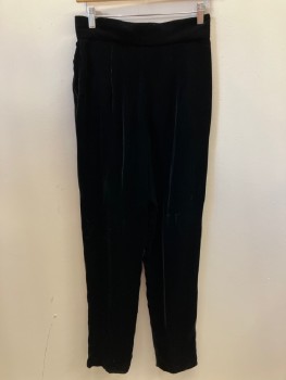 DOROTHY SCHOELEN, Black, Rayon, Solid, Triple Pleat, Invisible Zip Front, Wide Waistband with 2 Buttons, 2 Hip Pckt,