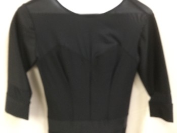 MTO, Black, Polyester, Spandex, Solid, Black, Sheer Chest, 3/4 Sleeves, 3 Self Straps on Each Leg, Zip Back,