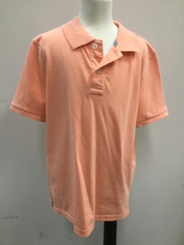 ARIZONA, Peach Orange, Cotton, Solid, 2 Buttons,  Short Sleeves,
