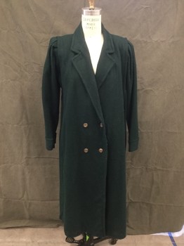 JOFELD, Forest Green, Wool, Solid, Double Breasted, Button Front, Collar Attached, Notched Lapel, Pleated at Shoulder Inset, Pleated Panels Around Shoulders to Hem Front and Back
