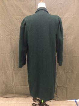 JOFELD, Forest Green, Wool, Solid, Double Breasted, Button Front, Collar Attached, Notched Lapel, Pleated at Shoulder Inset, Pleated Panels Around Shoulders to Hem Front and Back