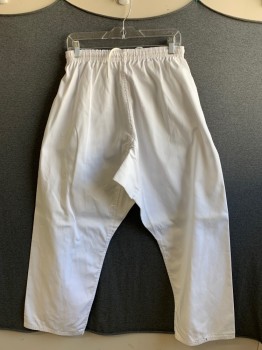 N/L, White, Poly/Cotton, Solid, Elastic/drawstring Waist, Baggy Pants