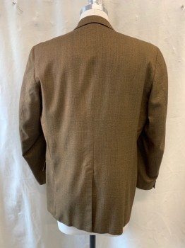 SEARS, Brown, Black, Wool, 2 Color Weave, 1950s,Notched Lapel, Single Breasted, Button Front, 2 Buttons,  3 Pockets
