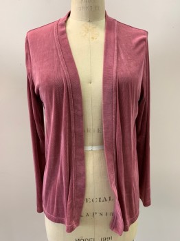 CITI KNITS, Rose Pink, Acetate, Spandex, Solid, Cardigan, L/S, Open Front,