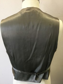 BERGDORF GOODMAN, Brown, Cotton, Rayon, Solid, Wide Wale Corduroy, 4 Silver and Smoke Gray Stone Buttons, 2 Welt Pockets, Taupe Lining/Back, Belted Back