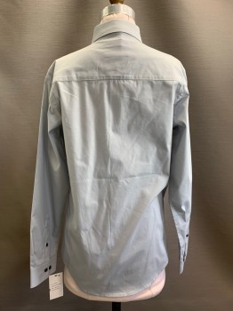 CALVIN KLEIN, Gray, Cotton, Solid, L/S, Button Front, Collar Attached,