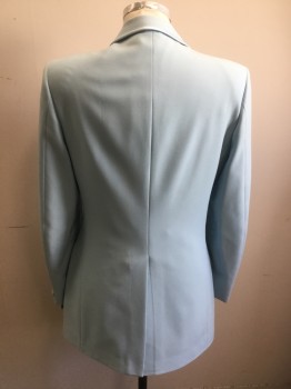 AFTER SIX, Baby Blue, Polyester, Solid, Single Breasted, 1 Button, Satin Peaked Lapel, Gabardine,