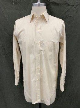 BVD, Antique White, Cotton, Solid, Button Front, Collar Attached, 1 Pocket, Long Sleeves, Button Cuff, Multiple,