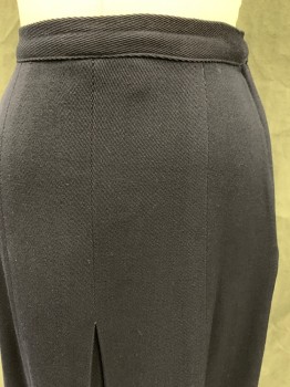 DUNNING'S, Midnight Blue, Wool, Solid, Twill, 1" Waistband, Side Zip, Center Front and Center Back Drop Inverted Pleats, Hem Below Knee
