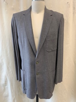 HEIMIES, Gray, White, Wool, Speckled, 1950S, Notched Lapel, Single Breasted, Button Front, 2 Buttons, 3 Pockets