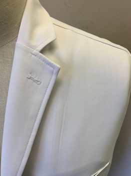 THE WHITE COAT, White, Polyester, Solid, 3 Buttons, 3 Pockets, Double Vent, Notched Lapel, Open Side Pockets
