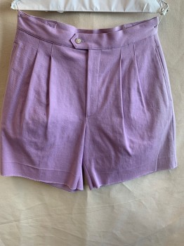 MTO, Lavender Purple, Cotton, Spandex, Solid, Reproduction 80s, Zip Front, Double Pleats, 3 Pockets, Adjustable Button Tab Side Waist