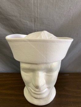 N/L, White, Cotton, Solid, Navy Sailor Gob Hat / Dixie Cup Hat, Canvas, with Upright Brim, Multiples