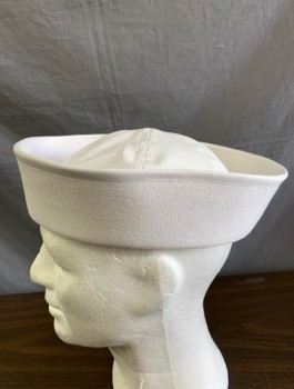 N/L, White, Cotton, Solid, Navy Sailor Gob Hat / Dixie Cup Hat, Canvas, with Upright Brim, Multiples