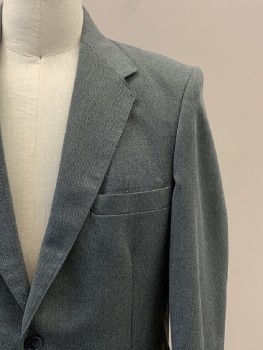 WFF By FARAH, Gray, Black, Wool, 2 Color Weave, 2 Buttons, Single Breasted, Notched Lapel, 3 Pockets, Distressed Collar
