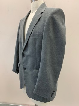 WFF By FARAH, Gray, Black, Wool, 2 Color Weave, 2 Buttons, Single Breasted, Notched Lapel, 3 Pockets, Distressed Collar