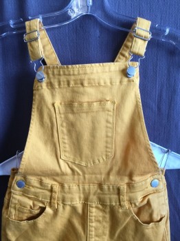 COTTON ON KIDS, Mustard Yellow, Cotton, Solid, with Bib, Silver Buttons