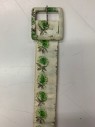 Laura Mae, Lime Green, Off White, Cotton, Polyester, Floral, Matching Belt