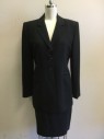 JONES NY, Black, Polyester, Acetate, Solid, Wool Crepe, Single Breasted, Collar Attached, Notched Lapel, 3 High Buttons, 1 Flap Pocket, 1 Welt Pocket,