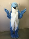 MARYLEN, Baby Blue, White, Polyester, Plastic, Dolphin HEAD -Furry Texture, Open Mouth, Black Mesh Eyes, Interior Fitted Head Piece. Package Includes: Body, + Non-coded Fins And Feet