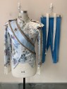 Trish Semmerville, Baby Blue, Gold, Green, Polyester, Cotton, Floral, Tunic Dance Costume, Collar Band, Clip Front, Gold Trim, Lace Cuffs,