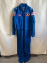 GIBSON + BARNES, Blue, Poly/Cotton, Solid, C.A., Zip Front, 2 Chest Pockets, 5 Cargo Pockets, Velcro At Waist, 1 Pocket At Left Arm, Zippers At Legs, "MARS And NASA" Patches On Chest, USA Patch On Left Arm, Space Shuttle Patch with 1981-2001 On Right Arm, 2 Captain Insignias On Shoulders, Large "NASA" Patch CB
