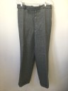 MARK COSTELLO, Gray, Rust Orange, Wool, Stripes - Pin, Flat Front, Button Fly, Tab Waist, Wide Leg That Tapers at Hem, Cuffed Hems, Made To Order Reproduction