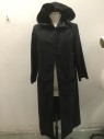 MTO, Black, Polyester, Solid, Reversible Hooded Robe, Shiny One Side, Matte the Other,  Snap at Neck, Belt Loops, No Belt 2 Patch Pocket, Barcode in Pocket