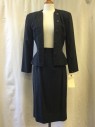 ALBERT NIPON, Heather Gray, Wool, Solid, Open Front, No Collar Attached, 5 Black Buttons, Shoulder Pads