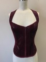 MTO, Maroon Red, Black, Polyester, Synthetic, Reptile/Snakeskin, Corset Top, Zip Front, Sleeveless, Semi Sweetheart Neckline