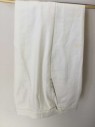 MTO, Ivory White, Linen, Solid, Flat Front, Adjustable Button Tabs, Stain on Left Thigh