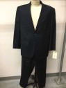 Malibu/ Savile Row, Navy Blue, Wool, Solid, 2 Buttons,  Single Breasted, 3 Pockets, Notched Lapel,