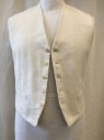 MTO, Ivory White, Silk, Linen, Solid, Made To Order, Vest, Button Front,