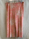 JSE CALIFORNIA, Salmon Pink, White, Cream, Polyester, Floral, Pants, Elastic Waist **Stains on Leg