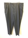CHAPS RALPH LAUREN, Gray, Wool, Cashmere, Solid, Double Pleats, Button Tab, 4 Pockets, Belt Loops